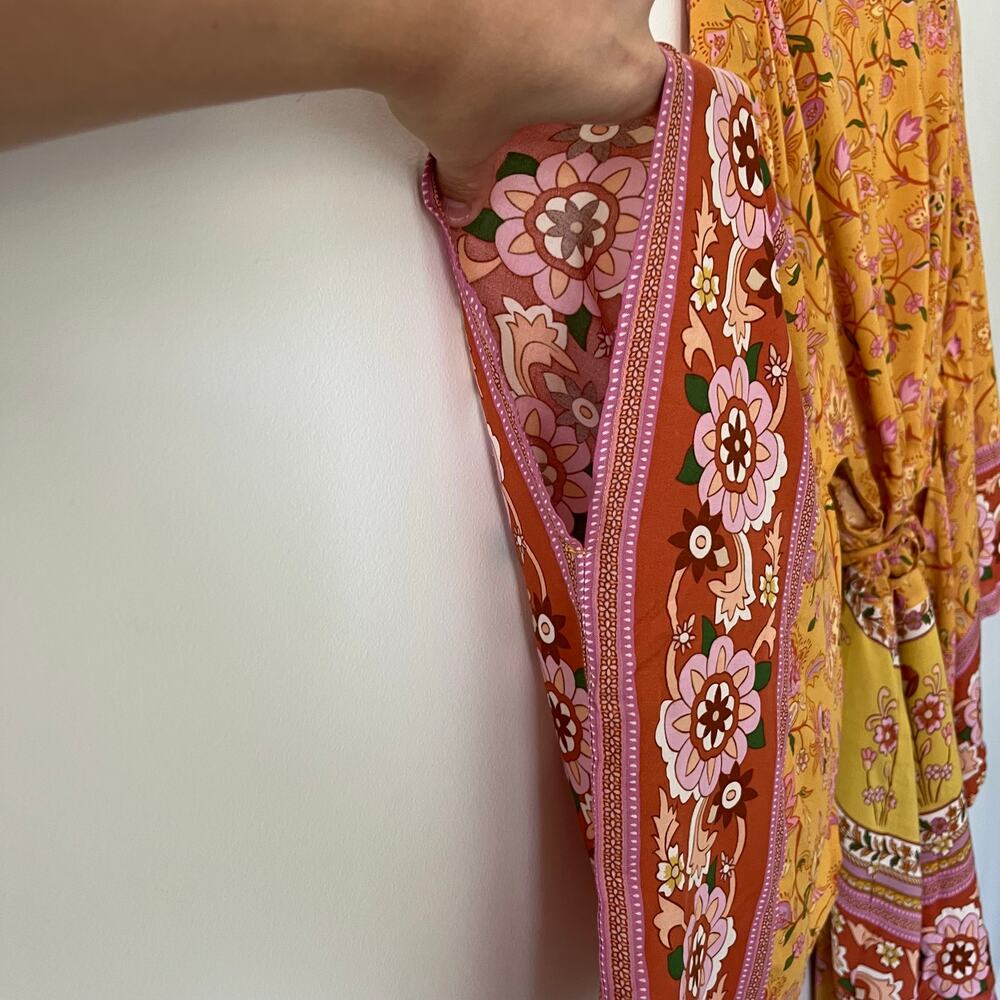 Spell And The Gypsy Collective Portobello Road Kimono Floral Yellow Robe, Small - Picture 16 of 16